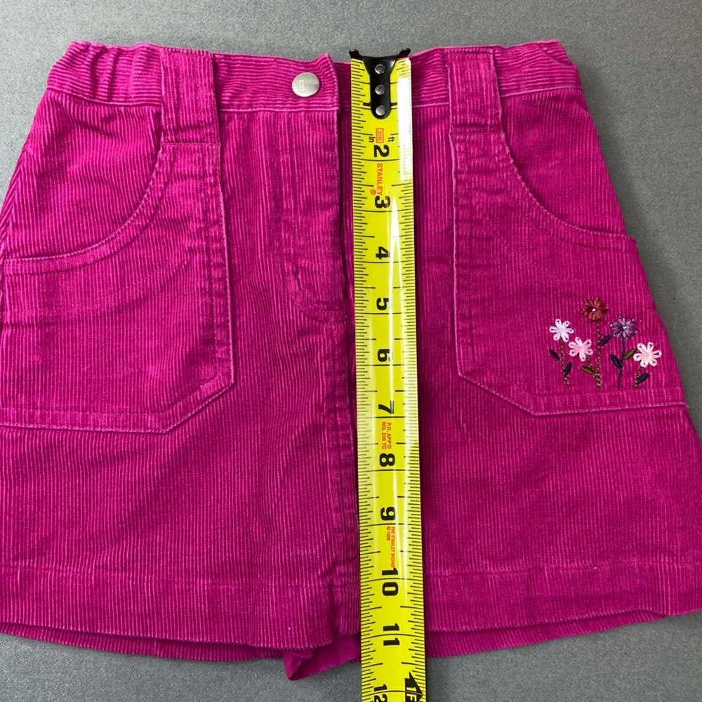 Gymboree Skort Adjustable waist Hot Pink Corduroy Floral Embroidery Size 5